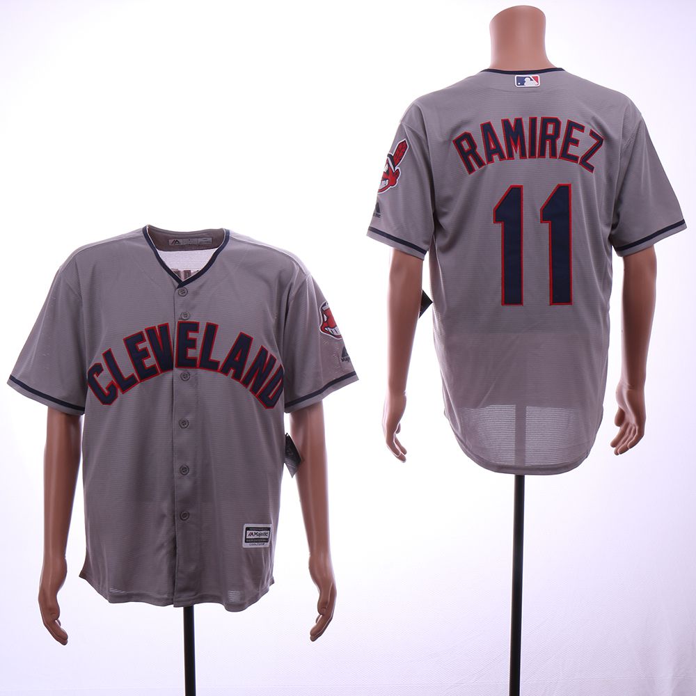 Men Cleveland Indians #11 Ramirez Grey Game MLB Jerseys